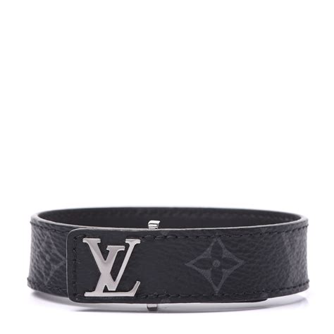 louis vuitton lv slim bracelet grey monogram eclipse. size 21|louis vuitton eclipse bracelet.